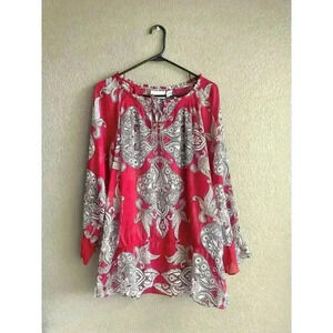 Chicos Size 2 Plus Size Pull‎ Over Blouse Top Sheer Lightweight Paisley
